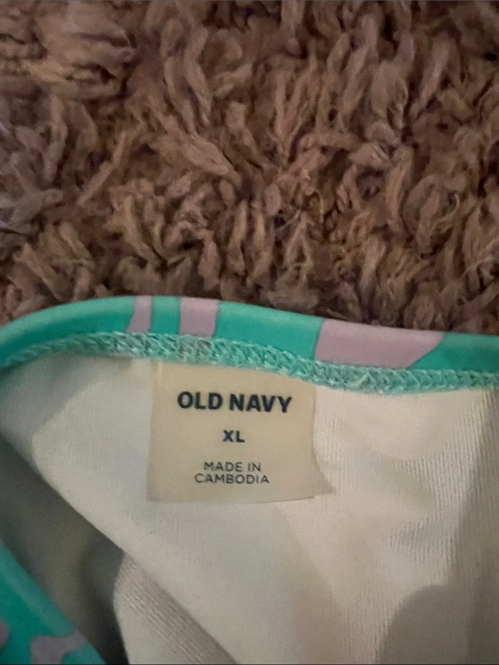 Old Navy Aqua and Pink Swirl Tankini-Style Bikini